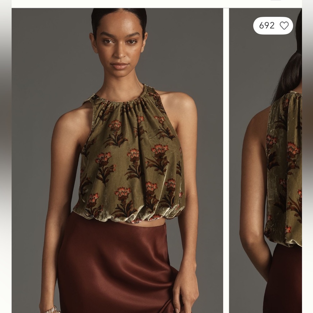 NEW Anthropologie velvet bubble tank